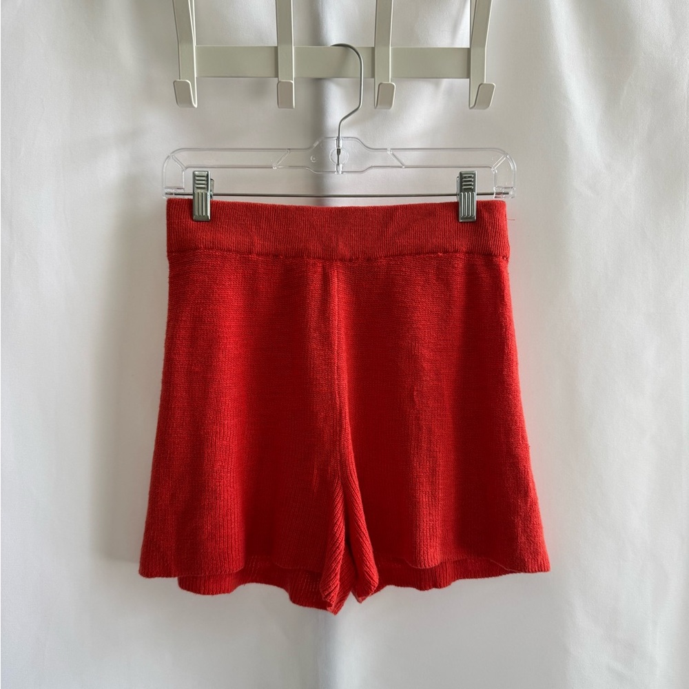 Bright Orange Knit High-Rise Women’s Shorts
